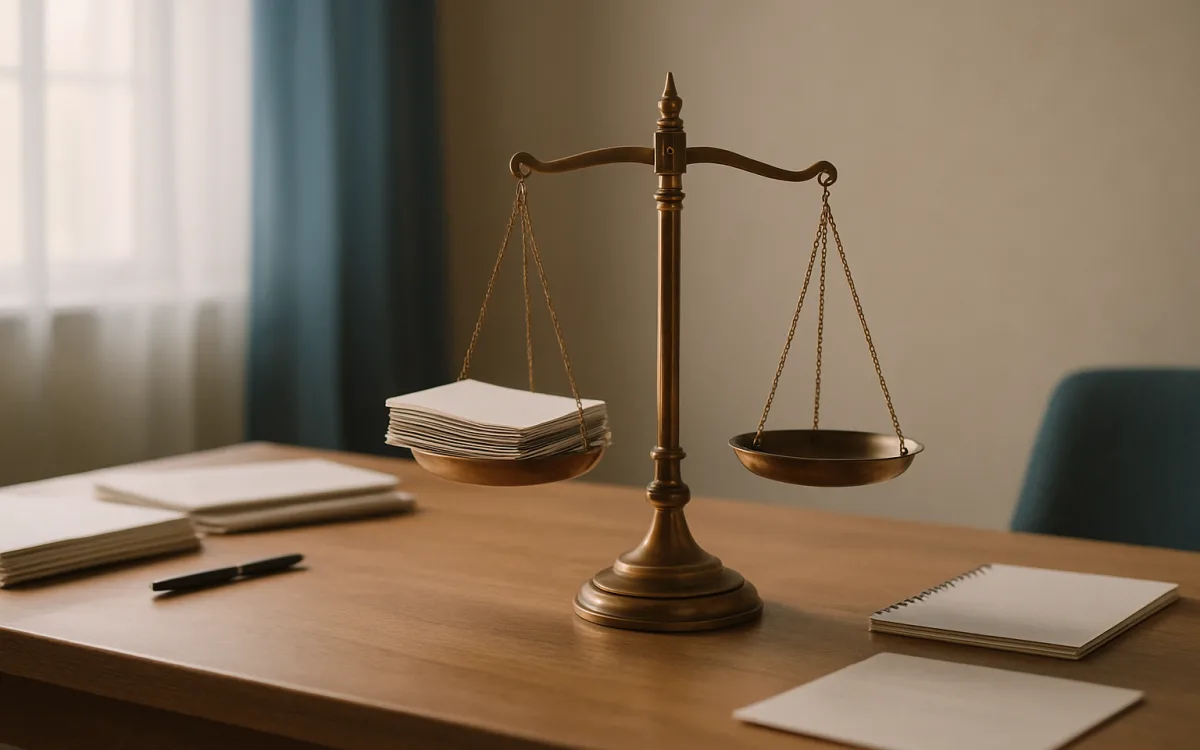 A balance scale with everyday bills on one side