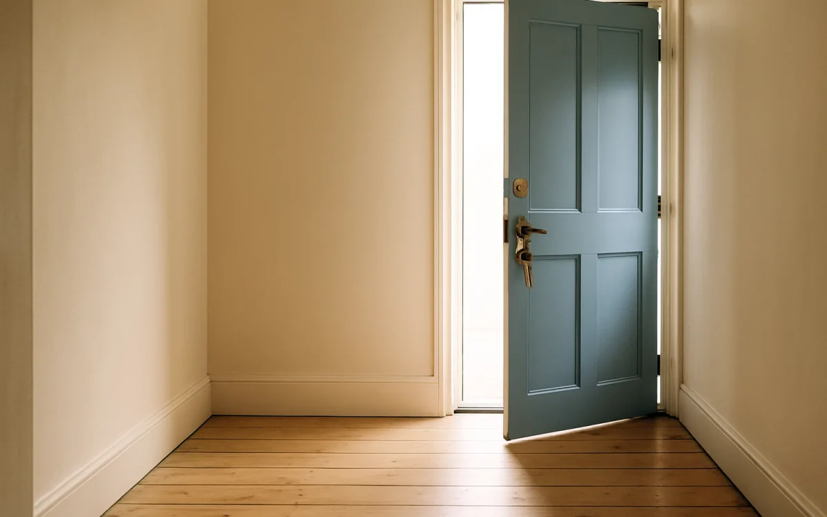 A front door and a set of keys — the loan is only the way in