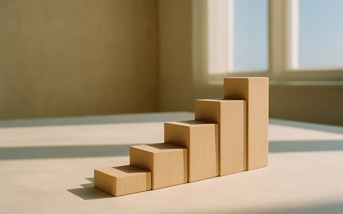 A falling stack of blocks — the balance the interest is charged on